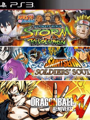 3 JUEGOS EN 1 NARUTO SHIPPUDEN: ULTIMATE NINJA STORM REVOLUTION MAS SAINT SEIYA SOLDIERS SOUL AUDIO LATINO MAS DRAGON BALL XENOVERSE PS3